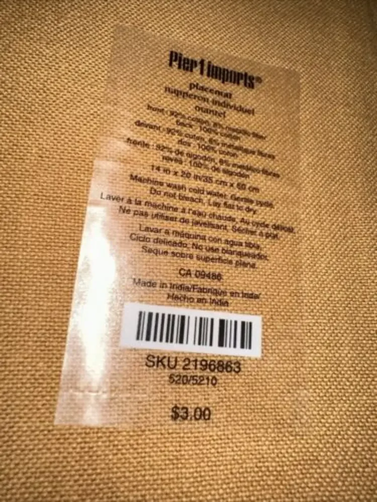 5 Pier 1 Imports Placemats Metallic Copper/Mustard Yellow‎ Fall Rectangle 20X14